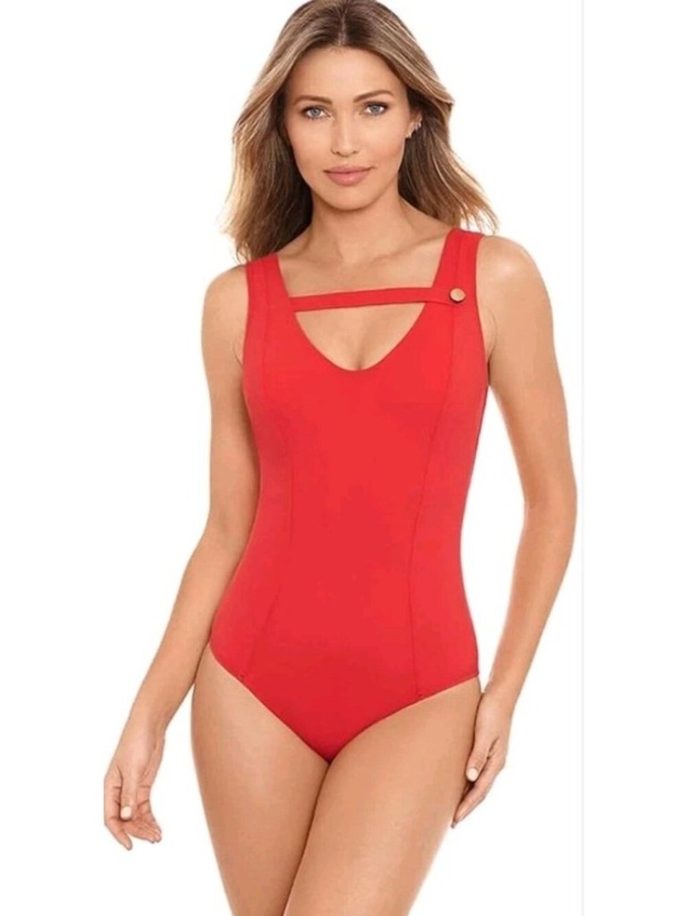 Amoressa by Miraclesuit Women's 10 Red One Piece Swimsuit Andy NWOT